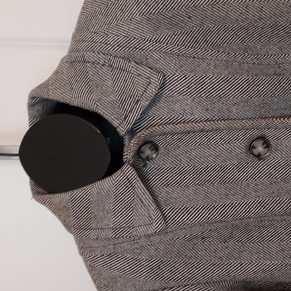 Vintage Liz Claiborne Herringbone Lined Wool Blend Winter Business Coat Large - Picture 2 of 13